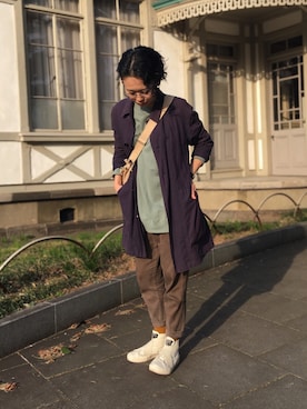 「zucca」｜「アイテム（ステンカラーコート）」を使った、aikoさん（レディース・158cm）の春コーディネート