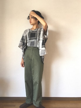 「ZOZO（ゾゾ）のアイテム（チノパンツ）」を使った、aikoさん（レディース・158cm）の夏コーディネート