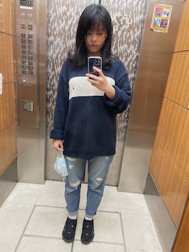 「KEEN（キーン）のアイテム（その他シューズ、ブラック系）」を使った、Eulerさん（レディース・159cm）の冬コーディネート