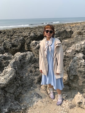 「海」｜「アイテム（マウンテンパーカー）」を使った、amerieeeさん（レディース・163cm）の春コーディネート