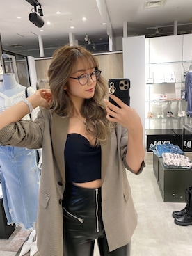 「アイテム（チューブトップ）」を使った、mikuさん（レディース・160cm）の冬コーディネート