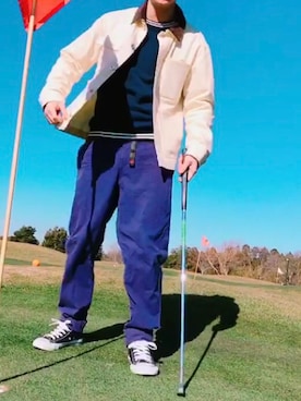 「アイテム（カバーオール、ホワイト系）」を使った、YDさん（メンズ・170cm）の冬コーディネート