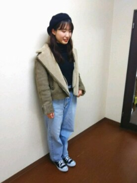 「ベレー」｜「アイテム（ハンチング/ベレー帽）」を使った、yukihoさん（レディース・162cm）の冬コーディネート