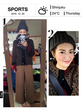 「PLAIN CLOTHING（プレーンクロージング）のアイテム（ニットキャップ/ビーニー）」を使った、yoyoさん（レディース・168cm）の冬コーディネート
