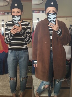 「JEANASIS（ジーナシス）のノーカラーコート」を使った、yoyoさん（レディース・168cm）の冬コーディネート