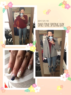 「PLAIN CLOTHING（プレーンクロージング）のアイテム（ニットキャップ/ビーニー）」を使った、yoyoさん（レディース・168cm）の冬コーディネート