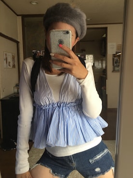 「RCWB（アールシーダブリュービー）のアイテム（ハンチング/ベレー帽）」を使った、yoyoさん（レディース・168cm）の秋コーディネート