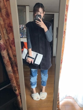 「FRAMeWORK（フレームワーク）のアイテム（ベスト）」を使った、yoyoさん（レディース・168cm）の秋コーディネート