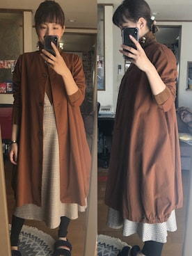 「Handmade（ハンドメイド）のアイテム（ジャケット/アウター）」を使った、yoyoさん（レディース・168cm）の春コーディネート
