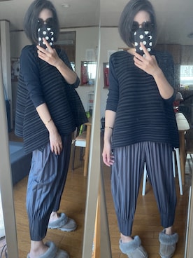 「PLEATS PLEASE（プリーツプリーズ）のアイテム」を使った、yoyoさん（レディース・168cm）の春コーディネート