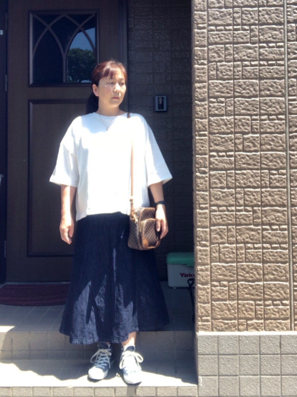「夏コーデ、オトナ女子、おしゃれさんと繋がりたい、プチプラコーデ、terawearemu、アラフィフ」｜「しまむらのアイテム（トップス、ホワイト系）」を使った、tatoさん（レディース・160cm）の春コーディネートの1枚目の写真