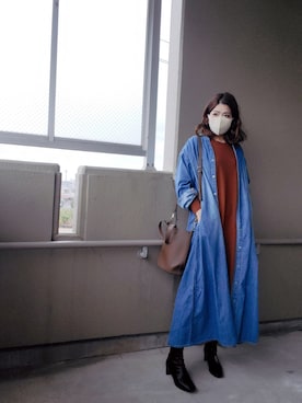 「デニムシャツワンピース」｜「アイテム（シューズ）」を使った、siomanekiさん（レディース・155cm）の冬コーディネート