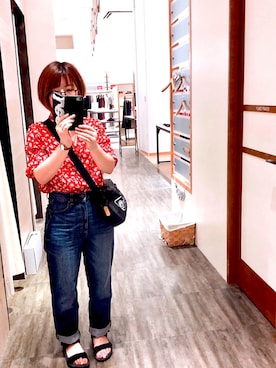 「ハイウエストストレートジーンズ」｜「アイテム（その他）」を使った、り　ま *さん（レディース・155cm）の夏コーディネート