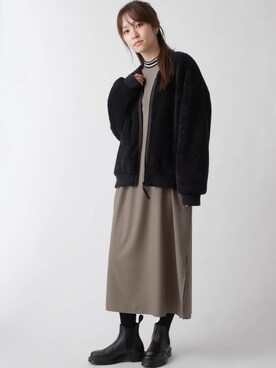 「miniyu（ミニュウ）のアイテム（ジャケット/アウター）」を使った、La SRIC officialさん（レディース・164cm）の秋コーディネート
