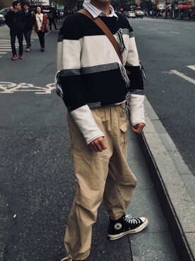 「CONVERSE（コンバース）のアイテム（アクセサリー）」を使った、張扒兰さん（メンズ・173cm）の秋コーディネート