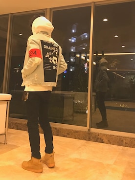「MISBHV（ミスビヘイブ）のアイテム（デニムジャケット）」を使った、mayatonboさん（メンズ・175cm）の冬コーディネート