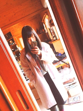 「ピンクコート」｜「アイテム（その他アウター）」を使った、rinaさん（レディース・158cm）の冬コーディネート