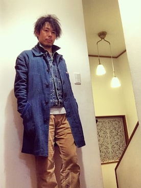 「SUGAR CANE（シュガーケーン）のアイテム（ダウンジャケット/コート）」を使った、BABUさん（メンズ・168cm）の冬コーディネート