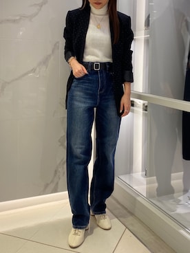 「リブタートルネック」｜「アイテム（ジャケット/アウター）」を使った、simさん（レディース・151cm）の秋コーディネート