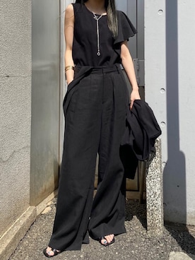 「オールブラック」｜「アイテム（アンサンブル）」を使った、simさん（レディース・151cm）の春コーディネート