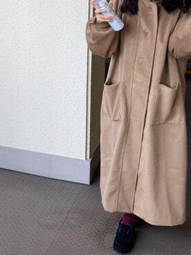 「マルジェラ」｜「アイテム（ステンカラーコート）」を使った、Ayumiさん（レディース・153cm）の冬コーディネート