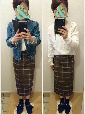 「BEAMS BOY（ビームスボーイ）のアイテム（デニムジャケット）」を使った、utaunsさん（レディース・151cm）の秋コーディネート