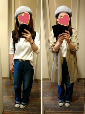 「Another Edition（アナザーエディション）のアイテム（トレンチコート）」を使った、utaunsさん（レディース・151cm）の秋コーディネート