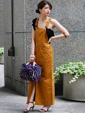 「IENA」｜「アイテム（ジャンパースカート）」を使った、KIMさん（レディース・165cm）の夏コーディネート