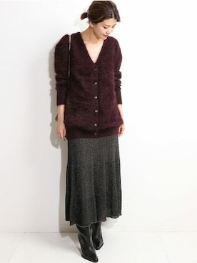 「ロングカーディガン」｜KIMさん（レディース・165cm）の秋コーディネート