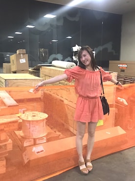 「アイテム（つなぎ/オールインワン、オレンジ系）」を使った、mszooさん（レディース・164cm）の春コーディネート