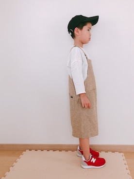 「New Balance」｜「アイテム（サロペット/オーバーオール）」を使った、Skyblueさん（キッズ・104cm）の夏コーディネート