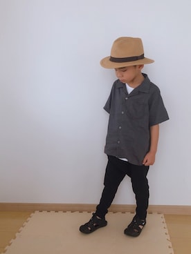 「devirock（デビロック）のオープンカラーシャツ（シャツ/ブラウス）」を使った、Skyblueさん（キッズ・110cm）の夏コーディネート