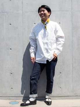 「EDWIN」｜「アイテム（その他シューズ）」を使った、kaiseiさん（メンズ・166cm）の春コーディネート