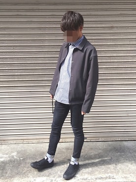 「LIDNM（リドム）のアイテム（ナイロンジャケット）」を使った、井上優之介さん（メンズ・173cm）の冬コーディネート