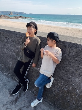 「海」｜「アイテム（ハンチング/ベレー帽）」を使った、GOAMOさん（キッズ・140cm）の秋コーディネート