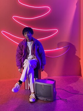 「チャックテイラー」｜「アイテム（ブルゾン）」を使った、@hhhyoga/ひょうさん（メンズ・170cm）の冬コーディネート