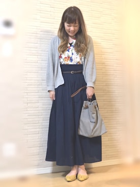 「マキシスカート」｜「アイテム（ワンピース/ドレス）」を使った、mayu.【GLOBALWORK】さん（レディース・164cm）の春コーディネート