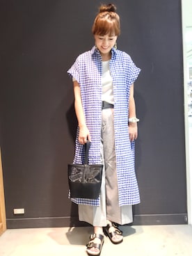 「シャツワンピ」｜「アイテム（その他）」を使った、mayu.【GLOBALWORK】さん（レディース・164cm）の春コーディネート