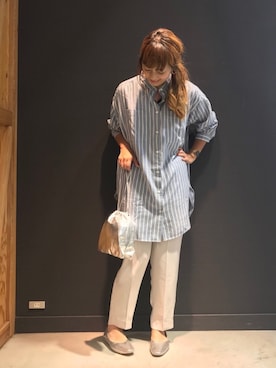「アイテム（ピアス（両耳用）、ブラウン系）」を使った、mayu.【GLOBALWORK】さん（レディース・164cm）の夏コーディネート
