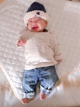 「babygap」｜「アイテム（ニットキャップ/ビーニー）」を使った、かなちょろさん（キッズ・70cm）の春コーディネート