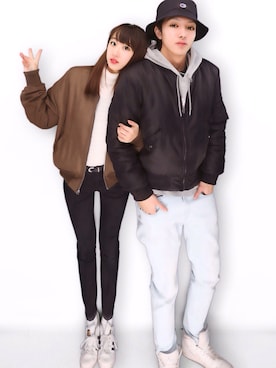 「CECIL McBEE（セシルマクビー）のアイテム（ブルゾン）」を使った、あんみさん（レディース・157cm）の冬コーディネート