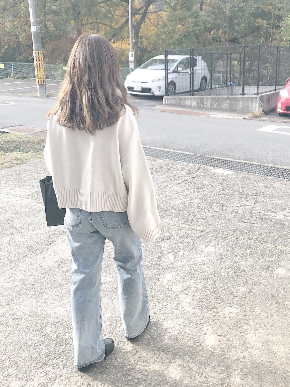 「オトナカジュアル、シンプルコーデ、デニムコーデ、JEANASiS」｜「JEANASISのWフェイスハイネックショートニット/842727（ニット/セーター、ホワイト系）」を使った、chanyuicodeさん（レディース・148cm）の冬コーディネートの1枚目の写真
