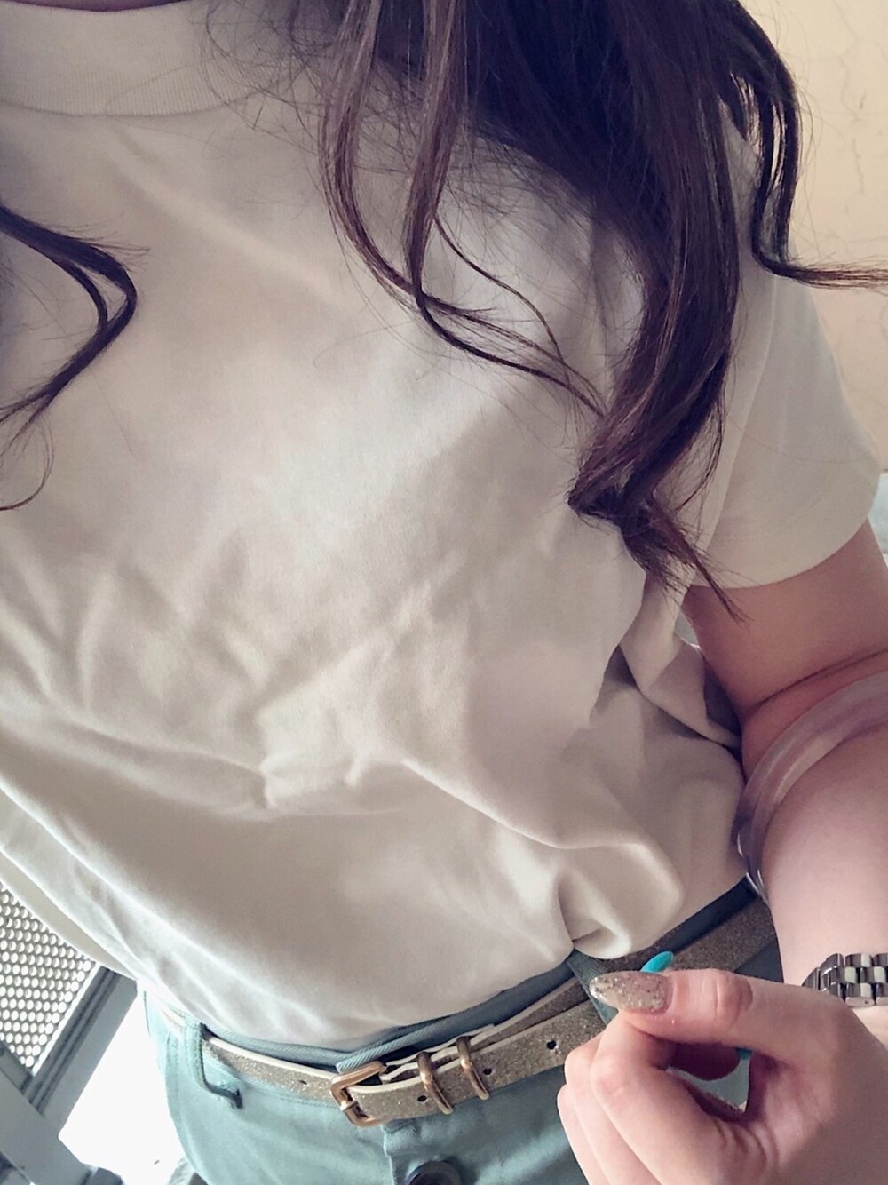 「シンプル、カジュアル、大人コーデ、夏だ！Tシャツ着よう！、お洒落さんとつながりたい、低身長、GU」｜「GUのアイテム（Tシャツ/カットソー、ホワイト系）」を使った、chanyuicodeさん（レディース・148cm）の秋コーディネートの1枚目の写真