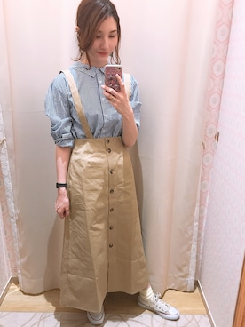 「ベージュスカート」｜mizukiさん（レディース・160cm）の春コーディネート