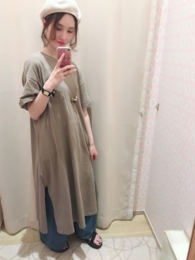 「earth music&ecology（アースミュージックアンドエコロジー）のアイテム（ネックレス）」を使った、mizukiさん（レディース・160cm）の夏コーディネート