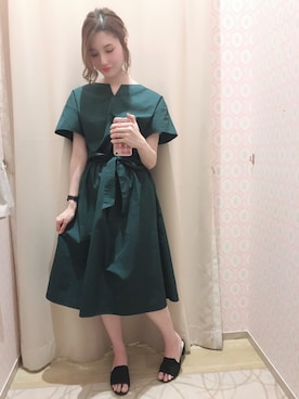 「earth music&ecology（アースミュージックアンドエコロジー）のアイテム（ワンピース）」を使った、mizukiさん（レディース・160cm）の夏コーディネート