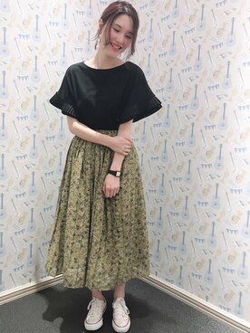mizukiさんの「・プリーツギャザーフラワースカート ●」を使ったコーディネート