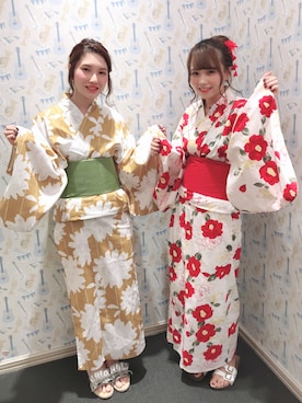 「マスタード」｜「アイテム（浴衣）」を使った、mizukiさん（レディース・160cm）の夏コーディネート