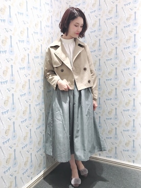 「ファー」｜「アイテム（トレンチコート）」を使った、mizukiさん（レディース・160cm）の秋コーディネート