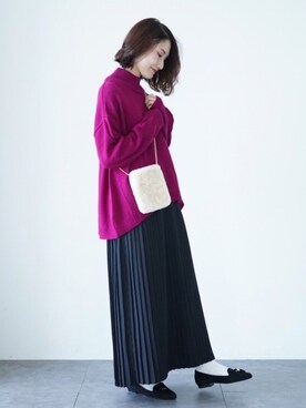 「ゆるニット」｜「アイテム（チュニック）」を使った、mizukiさん（レディース・160cm）の秋コーディネート